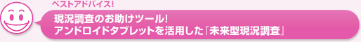 現況調査のお助けツール！。アンドロイドタブレットを活用した『未来型現況調査』